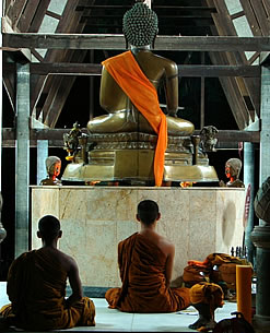 Novice monks at prayer © Sahand Images